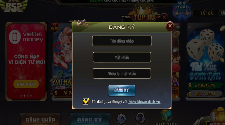 Đăng ký cổng game B52